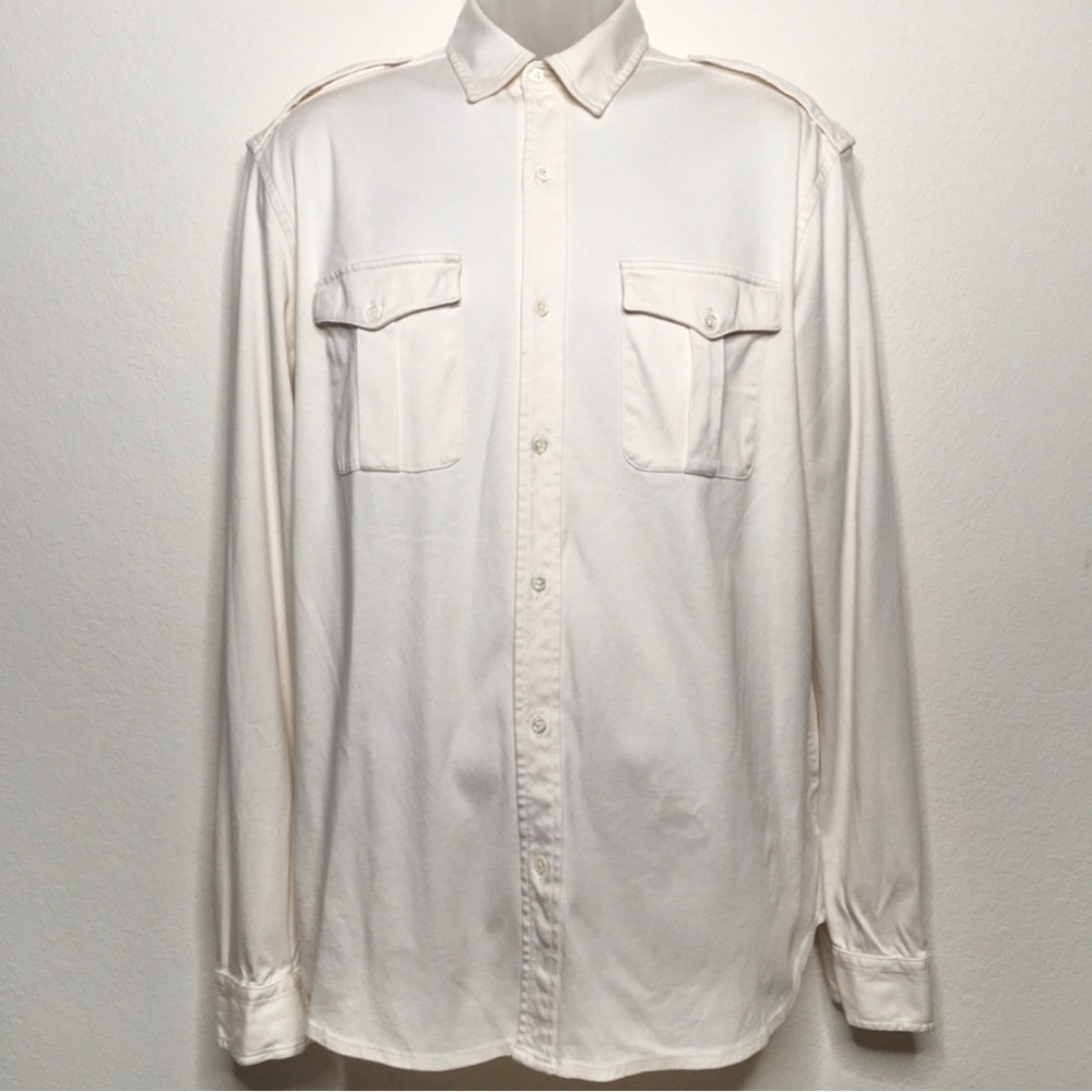 Ralph Lauren Ivory Knit Officer Shirt, Large